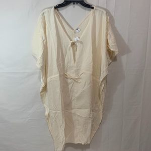 Old Navy Tie V-Neck Tunic with Ruched Tie Waist & Side Splits Top in Ivory XL